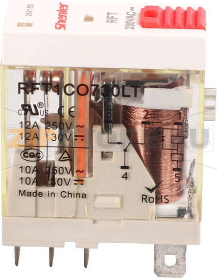 Реле миниатюрное (1CO), 12A, AC 230V с LED индикацией и кнопкой тест Shenler RFT1CO730LT 