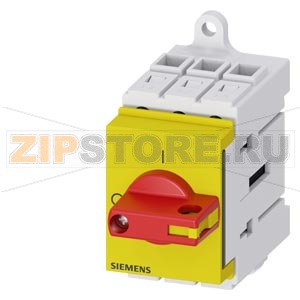 Главный выключатель 3-пол., Iu 16A рабоч.коммутация при AC-23 A при 400В 7,5кВт уст.в распред.шкаф базовая устан. с ручкой красный/желтый Siemens 3LD3030-0TK13 