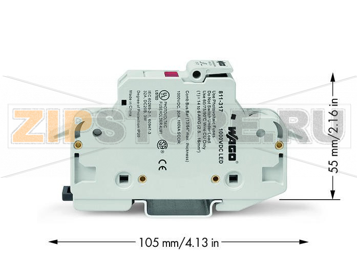 2-conductor fuse holder   ; for cylindrical fuses 10 x 38 mm; 13/32" x 11/2"; for photovoltaic applications; 1-pole; with blown fuse indication; 1000 VDC; for DIN-rail 35 x 15 and 35 x 7.5; 16 mm; CAGE CLAMP®; 16,00 mm; light gray Wago 811-317 