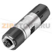 PROFIBUS FC M12 Cable connector PRO, M12 plug-in connector with rugged metal enclosure and FC connection system, with axial cable outlet, for use with ET 200 PRO, Socket insert (B-coded) 1 pack = 1 unit Siemens 6GK1905-0EB10-6AA0