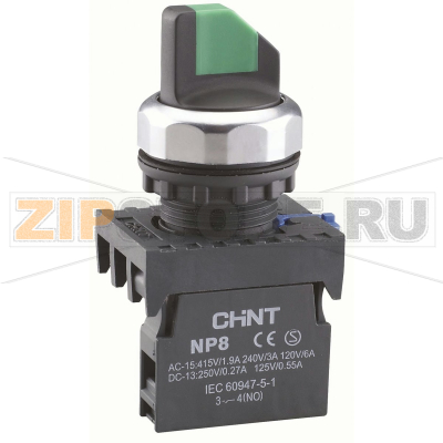 Переключатель, 2 положения, 1НО, IP65, без подсветки, белый Chint NP8-10X/221 