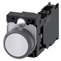 КНОПКА, 22MM, КРУГЛАЯ, ПЛАСТИК С МЕТАЛЛИЧЕСКИМ ФРОНТАЛЬНЫМ КОЛЬЦОМ, БЕЛАЯ, ПЛОСКАЯ КНОПКА, КОНТАКТЫ МГНОВЕННОГО ДЕЙСТВИЯ, С ДЕРЖАТЕЛЕМ, 1NO+1NC, ПРУЖИННЫЕ КЛЕММЫ Siemens 3SU1130-0AB60-3FA0