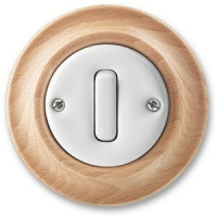 Переключатель одноклавишный, белый фарфор/натуральное дерево бук ABB 2CHK590634C4050