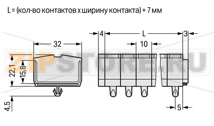 4-проводная клеммная колодка; подходят для исполнений Ex e II; 7-пол.; без кнопок; с защелкивающимися монтажными ножками; для толщины пластины 0,6 - 1,2 мм; Крепежное отверстие 3,5 мм O; 2,5 мм; CAGE CLAMP®; 2,50 mm; светло-серые Wago 264-287 