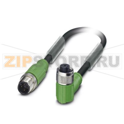 Кабель для датчика / исполнительного элемента Phoenix Contact SAC-4P-M12MS/ 0,6-PUR/M12FR SH 4-полюсн., PUR без галогенов, темно-серый RAL 7021, экранирован., Штекеры прямое M12, А-кодирование, к Гнездо угловой M12, А-кодирование, Длина кабеля: 0,6 м.Минимальный заказ: 5 шт.Упаковка: 5 шт.