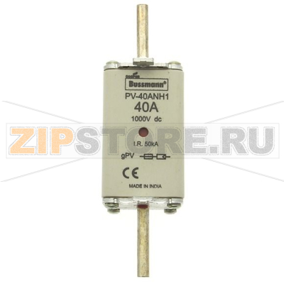Предохранитель, 40 A, DC 1000 В, 50 кА, NH1, gPV, UL PV, UL, IEC Eaton FUSE 40A 1000V DC PV SIZE 1 