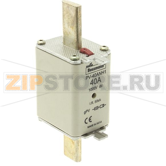 Предохранитель, 40 A, DC 1000 В, 50 кА, NH1, gPV, UL PV, UL, IEC Eaton FUSE 40A 1000V DC PV SIZE 1 