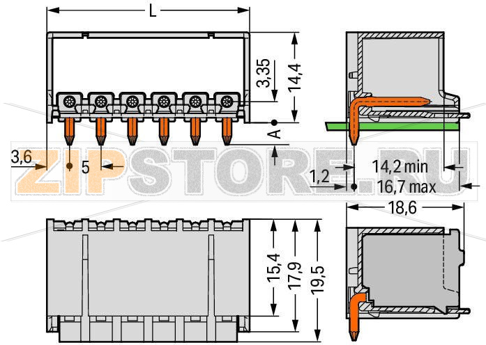 Вилка THT; 1.4 mm O solder pin; угловые; Шаг контактов 5 мм; 2-пол.; светло-серые Wago 2092-1422 Сборка розеток без потери полюсов позволяет разделение различных функций в одной вилкеКодировочные штифты, установленные в вилку, предотвращают неправильную стыковку, что позволяет последующее кодирование в сквозных соединенияхКорпус вилки полностью закрывает розетку, что обеспечивает виброустойчивость до 20 g...