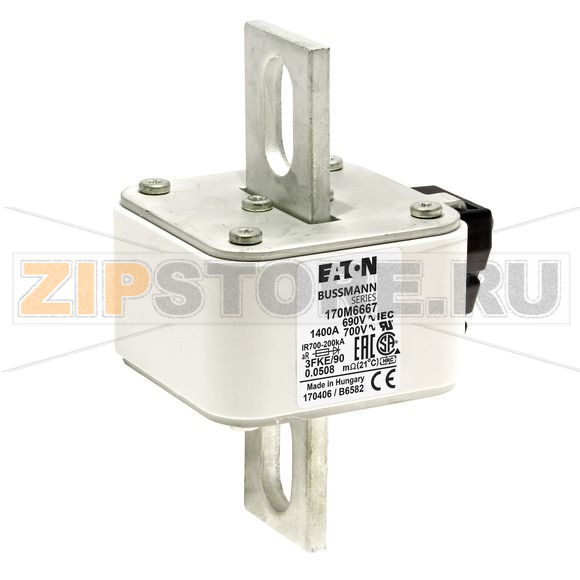 Предохранитель, 1400 A, AC 690 В, 200 кА, size 3, 76x92x135 мм, aR, IEC UL Eaton FUSE 1400A 69 