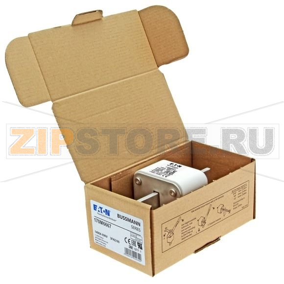 Предохранитель, 1400 A, AC 690 В, 200 кА, size 3, 76x92x135 мм, aR, IEC UL Eaton FUSE 1400A 69 
