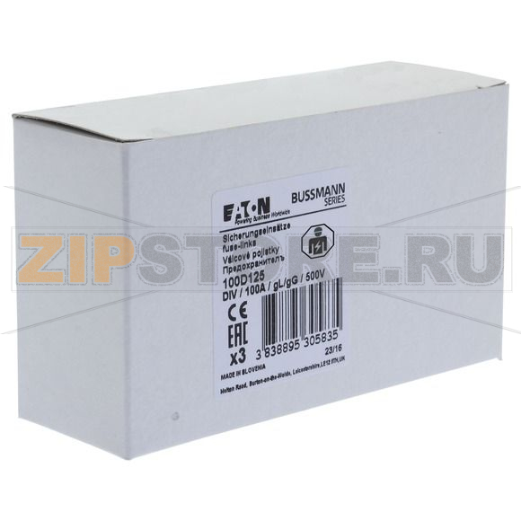 Предохранитель, 100 A, AC 500 В, 50 кА, D4, gL/gG, IEC с задержкой Eaton FUSE-D4 100A T GL/GG 500V 