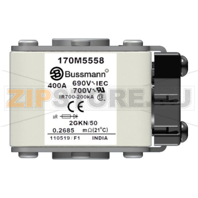 Предохранитель, 400 A, AC 690 В, 200 кА, size 2, 61x77x51 мм, aR, IEC UL Eaton FUSE 400A 690V 