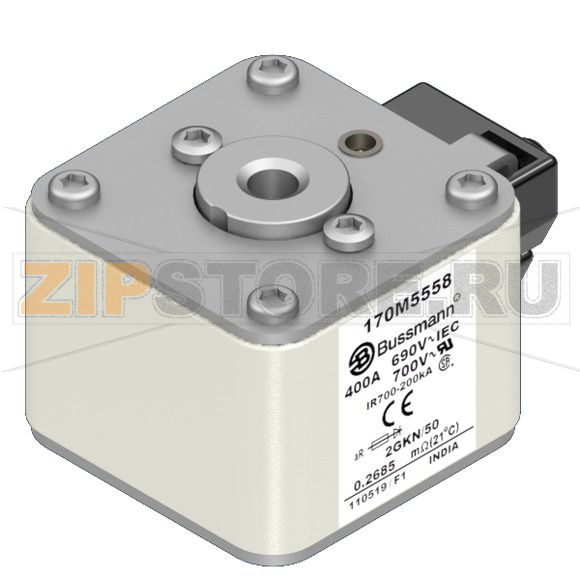 Предохранитель, 400 A, AC 690 В, 200 кА, size 2, 61x77x51 мм, aR, IEC UL Eaton FUSE 400A 690V 