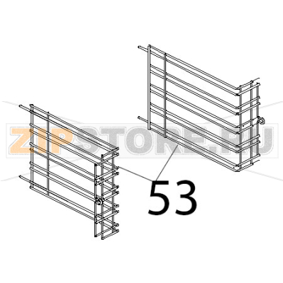 Griglia lat. DX/SX inox gastr. 5TG Unox XB 403G Griglia lat. DX/SX inox gastr. 5TG Unox XB 403GЗапчасть на деталировке под номером: 53