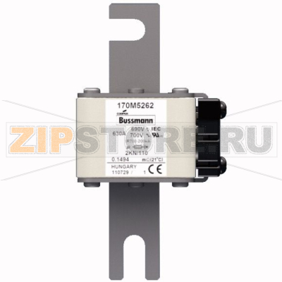 Предохранитель, 630 A, AC 690 В, 200 кА, DIN, 2, 61x77x138 мм, aR, DIN, IEC Eaton FUSE 630A 690 