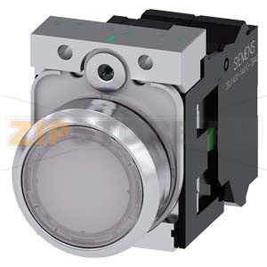 КНОПКА С ПОДСВЕТКОЙ, 22MM, КРУГЛАЯ, МЕТАЛЛИЧЕСКАЯ ГЛЯНЦЕВАЯ, БЕЛАЯ, ПЛОСКАЯ КНОПКА, КОНТАКТЫ МГНОВЕННОГО ДЕЙСТВИЯ, С ДЕРЖАТЕЛЕМ, 1NO, МОДУЛЬ ПОДСВЕТКИ С ИНТЕГРИРОВАННЫМ СВЕТОДИОДОМ 110V AC,  ПРУЖИННЫЕ КЛЕММЫ Siemens 3SU1153-0AB60-3BA0 