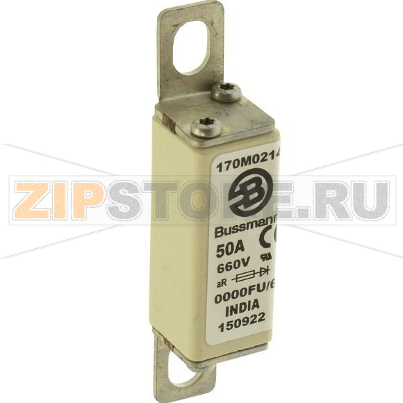 Предохранитель, 50 A, AC 660 В, 200 кА, size 0000, 18x19x80 мм, aR, UL Eaton FUSE 50A 660V 0000 