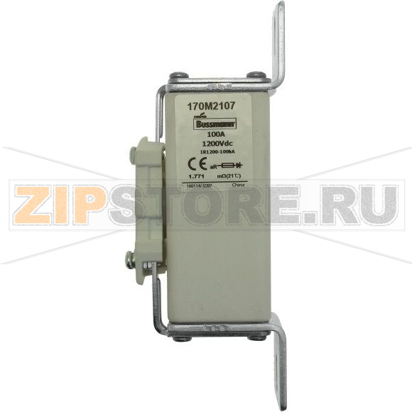 Предохранитель, 100 A, DC 1200 В, 50 кА, size 1, 39x66x164 мм, aR, IEC Eaton FUSE 100A 1200VDC 