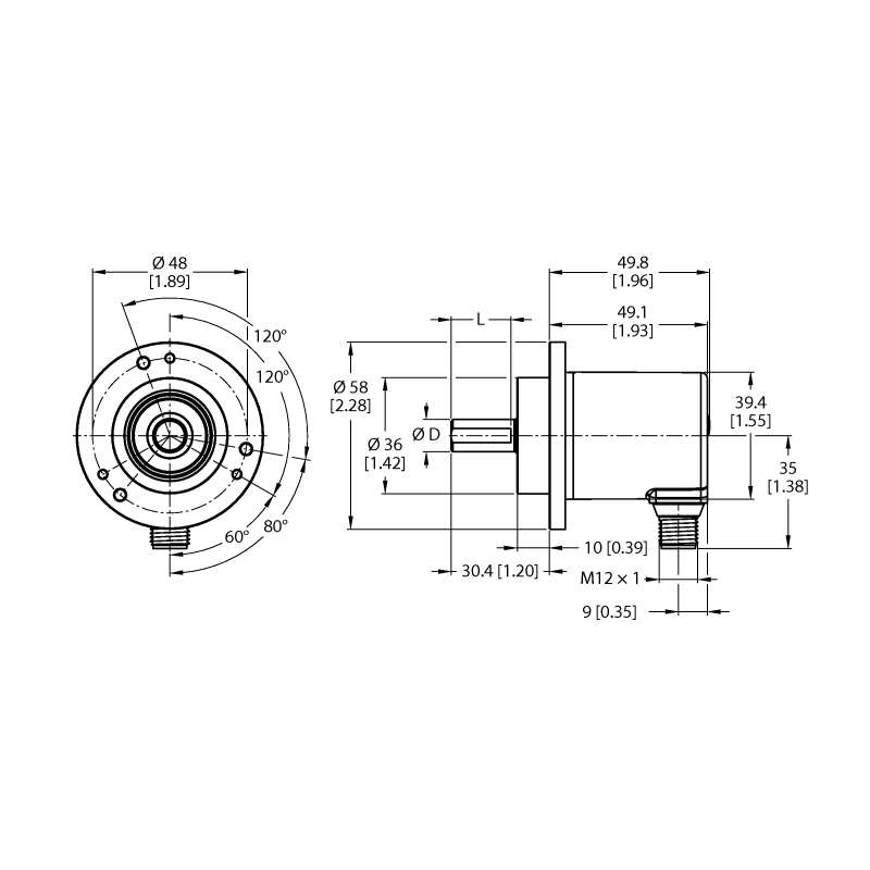 Энкодер абсолютный, многооборотный Turck REM-E-195T10C-IOL32B-H1141 