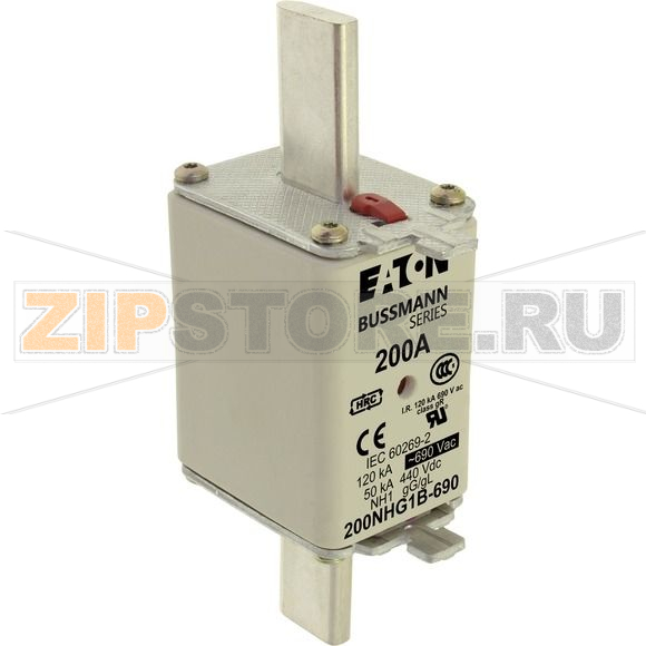 Предохранитель, 200 A, AC 690 В, 120 кА, NH1, gL/gG, IEC Eaton NH FUSE 200AMP 690V gG SIZE 1 
