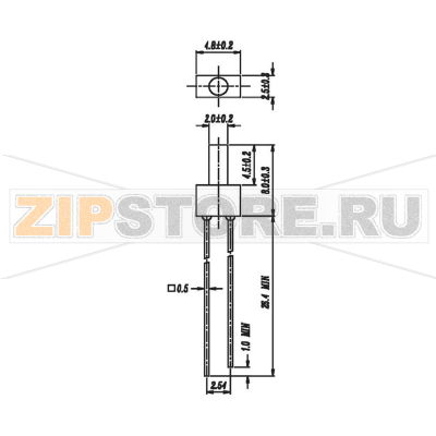 Светодиод цилиндрический, красный, 2 мм, 25 мкд, 130°, 20 мА, 2 В Everlight Opto 103SDRD/S530-A3 