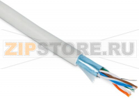 Hyperline FUTP4-C5E-P26-IN-LSZH-GY-100 (100 м) Кабель витая пара, экранированная F/UTP, категория 5e, 4 пары (26 AWG), многожильный (patch), экран - фольга, LSZH, нг(С)-HF, –20°C – +75°C, серый
