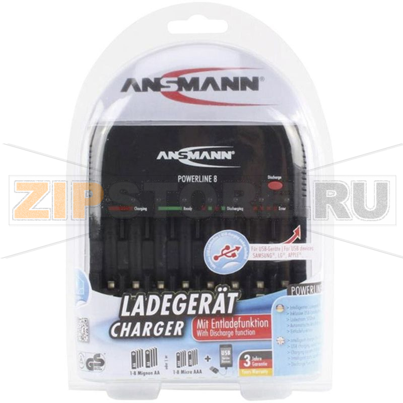 Зарядное устройство 5 В, микро (AAA), миньоны (AA) Ansmann Powerline 8 