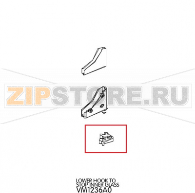 Lower hook to stop inner glass Unox XVC 205 Lower hook to stop inner glass Unox XVC 205Запчасть на деталировке под номером: 97Название запчасти на английском языке: Lower hook to stop inner glass Unox XVC 205