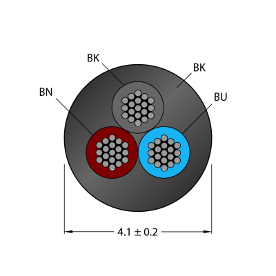 Кабель в катушке Turck CABLE3X0.34-XX-PUR-BK-500M/TXL 