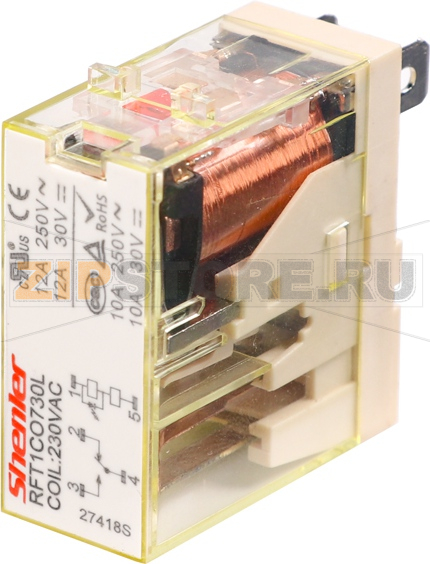 Реле миниатюрное (1CO), 12A, AC 230V Shenler RFT1CO730 