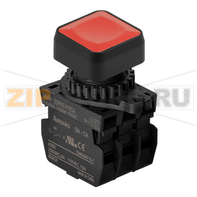 Выключатель кнопочный, Ø отверстия: 22/25 мм Autonics S2PRS-P1R3AM 