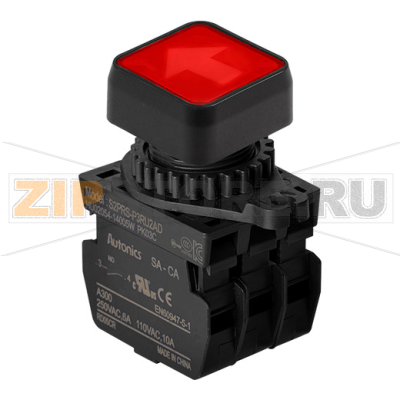 Выключатель кнопочный, Ø отверстия: 22/25 мм Autonics S2PRS-P3RU2ADM 