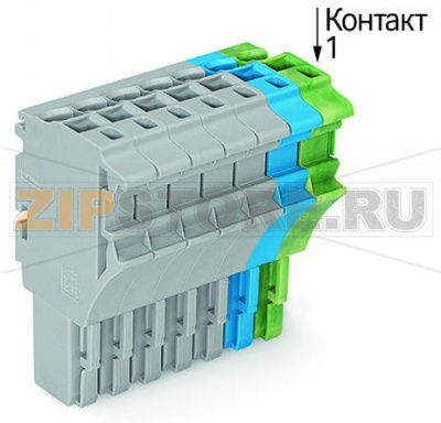 1-проводниковая розетка; 2,5 мм; 8-пол.; 2,50 mm; серые, синие, желто-зеленые Wago 2022-108/000-038 