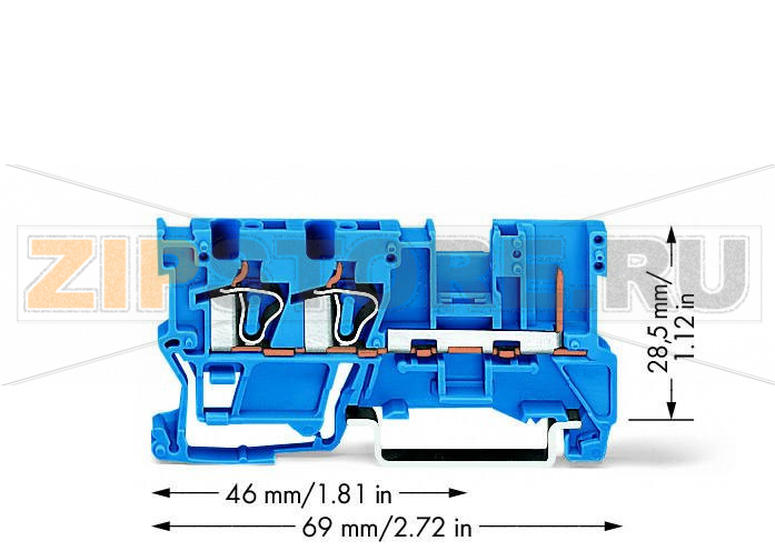 2-проводные / 1-контактные базовые клеммы; для DIN-рейки 35 x 15 и 35 x 7,5; 4 mm; CAGE CLAMP®; 4,00 mm; синие Wago 769-251/000-006 