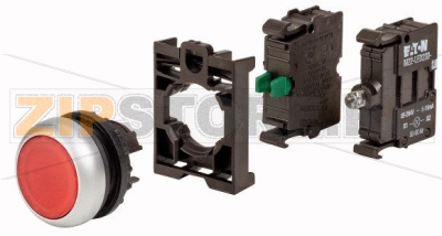 Кнопка красная, без фиксации с подсветкой, 1НО, 230В AC Eaton M22-DL-R-K10LED230-BVP 
