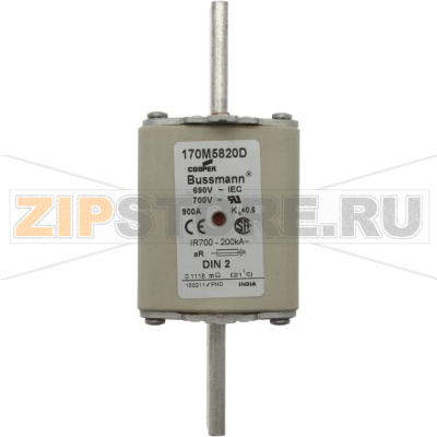 Предохранитель, 900 A, AC 690 В, size 2, 61x77x65 мм, aR, IEC Eaton FUSE 900A 690V 2DKN/65 AR 