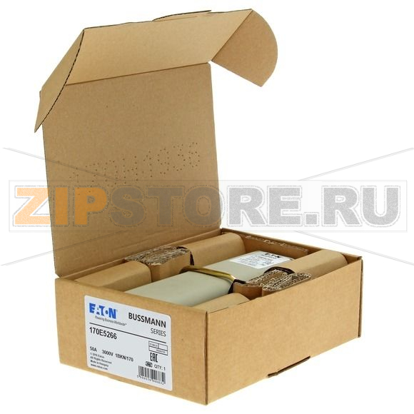 Предохранитель, 50 A, AC 3000 В, 100 кА, size 1, aR, IEC Eaton FUSE 50A 3000V 1BKN/170 AR 