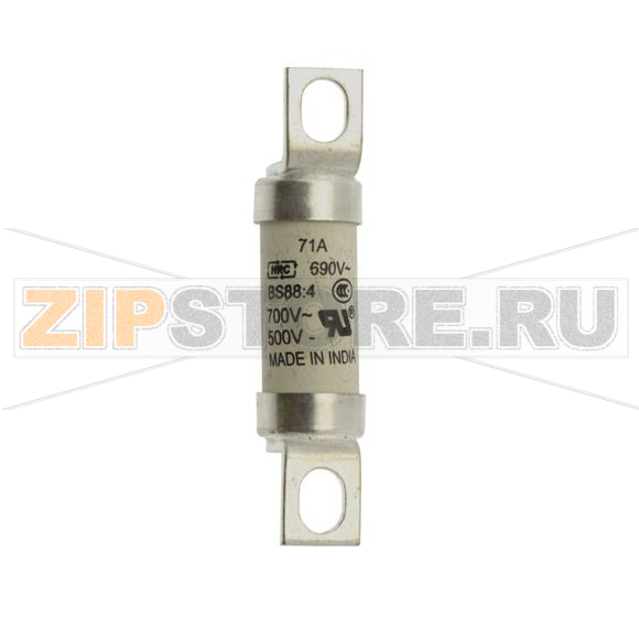 Предохранитель, 71 A, AC 690 В, DC 500 В, 200 кА, BS88, 19x77 мм, aR, BS Eaton 71A 690V AC TYPE T 