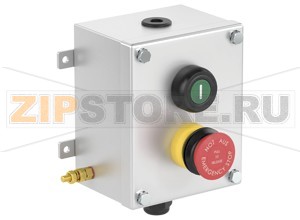 Модуль управления Control Unit Ex e, Stainless Steel, 2 Functions LCS2.PGMX.ERMX.B.1 Pepperl+Fuchs Electrical specificationsOperating voltage250 V max.Operating current16 A max.Terminal capacity2.5 mm2FunctionpushbuttonColorgreenContact configuration1x NO / 1x NCUsage categoryAC12 - 12 ... 250 V AC - 16 AAC15 - 12 ... 250 V AC - 10 ADC13 - 12 ... 110 V DC - 1 ADC13 - 12 ... 24 V DC - 1ANumber of poles2LabelingIFunction 2mushroom buttonColorredContact configuration1x NO / 1x NCUsage categoryAC12 - 12 ... 250 V AC - 16 AAC15 - 12 ... 250 V AC - 10 ADC13 - 12 ... 110 V DC - 1 ADC13 - 12 ... 24 V DC - 1ANumber of poles2Operator actionlatching , pull to releaseLabelingEMERGENCY STOP / NOT AUSMechanical specificationsHeight142 mm (A)Width116 mm (B)Depth85.5 mm (C)External dimension100 mm with operators (C1) 92.2 mm with screws (C2) 145 mm with mounting brackets (K)Fixing holes distance, height81 mm (G)Fixing holes distance, width130 mm (H)Enclosure coverfully detachableCover fixingM6 stainless steel hexagon head screwsFixing holes diameter6.1 mm (J)Degree of protectionIP66Cable entryNumber of cable entries1 x M20 in face A fitted with polyamide Ex e stopping plug1x M20 in face B fitted with polyamide Ex e cable glandDefined entry areaface A and face BMaterialEnclosure1.5 mm 316L, (1.4404) stainless steelFinishelectropolishedSealone piece closed cell neopreneMass3 kgMountingmouting brackets with 6.1 mm screw holesGroundingM6 internal/external brass grounding boltAmbient conditionsAmbient temperature-40 ... 55 °C (-40 ... 131 °F) @ T4 -40 ... 40 °C (-40 ... 104 °F) @ T6 Data for application in connection with hazardous areasEU-Type Examination CertificateSIRA 13ATEX3059XMarking II 2 GD Ex de IIC T6 Gb, Ex tb IIIC T80°C Db Ex de IIC T4 Gb, Ex tb IIIC T130°C DbInternational approvalsIECEx approvalIECEx SIR 13.0021EAC approvalTC RU C-DE.GB06.B.00567ConformityDegree of protectionEN 60529General informationSupplementary informationEC-Type Examination Certificate, Statement of Conformity, Declaration of Conformity, Attestation of Conformity and instructions have to be observed where applicable. For information see www.pepperl-fuchs.com.AccessoriesOptional accessoriesEngraved traffolyte tag labelEngraved AISI 316L stainless steel tag labelColor in-fill stainless steel tag label