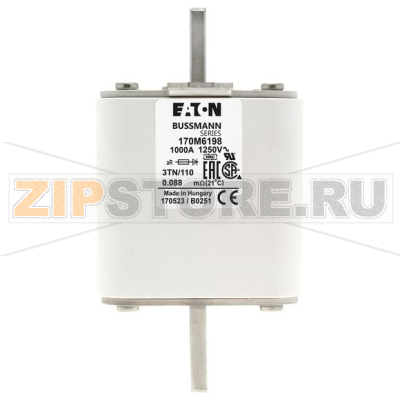 Предохранитель, 1000 A, AC 1250 В, 100 кА, size 3, 76x90x139 мм, aR, DIN, IEC Eaton FUSE 1000A 