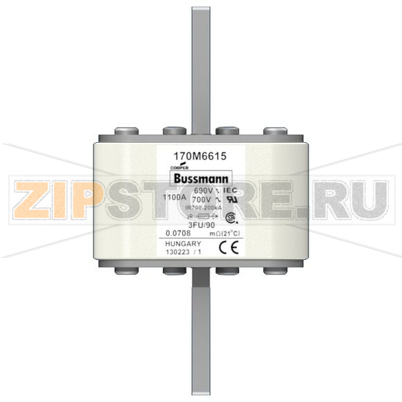 Предохранитель, 1100 A, AC 690 В, 200 кА, size 3, 76x92x135 мм, aR, IEC UL Eaton FUSE 1100A 69 