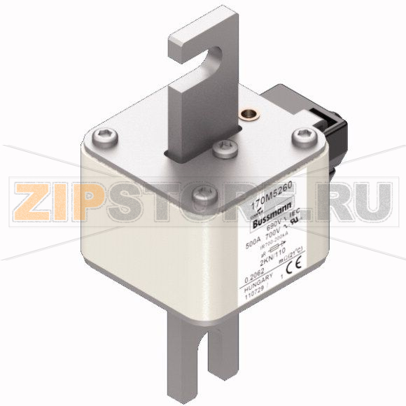 Предохранитель, 500 A, AC 690 В, 200 кА, DIN, 2, 61x77x138 мм, aR, DIN, IEC Eaton FUSE 500A 690 