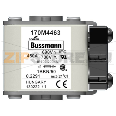 Предохранитель, 450 A, AC 690 В, 200 кА, size 1, aR, IEC UL Eaton FUSE 450A 690V 1*BKN/50 AR UC 