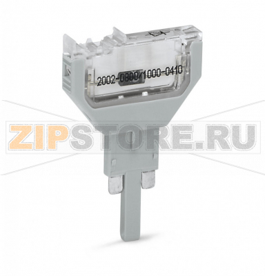 Корпус вилки; для базовых клемм; 2-пол.; с диодом 1N4007; анод слева; шириной 5,2 мм; Макс. рабочая температура 85°C; серые Wago 2002-800/1000-410 