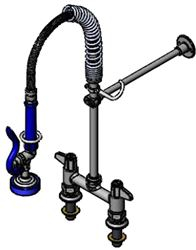 UK MINI PRE-RINSE, 6 DECK MOUNT FAUCET, 