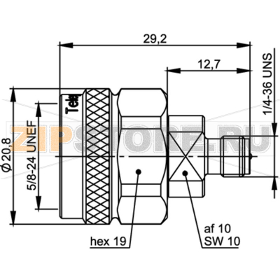 Разъем коаксиальный, гнездо N, обратный штекер SMA, 1 шт Telegärtner J01027R0001 