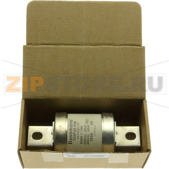 Предохранитель, 355 A, AC 660 В, 80 кА, BS88, 59x111 мм, gL/gG, BS, 92 мм Eaton 355A 660V INDUSTRI 