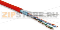 Hyperline FUTP4-C5E-P26-IN-LSZH-RD-100 (100 м) Кабель витая пара, экранированная F/UTP, категория 5e, 4 пары (26 AWG), многожильный (patch), экран - фольга, LSZH, нг(С)-HF, –20°C – +75°C, красный