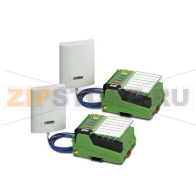 Комплект Wireless-MUX Phoenix Contact ILB BT ADIO MUX-PANEL 8 состоящий из двух модулей, каждый по 16 цифровых входов и выходов и по два аналоговых входа и выхода, а также двух антенн PANEL, мощность передачи 0 дБм, коэффициент усиления антенны 8 dBi.Минимальный заказ: 1 шт.Упаковка: 1 шт.