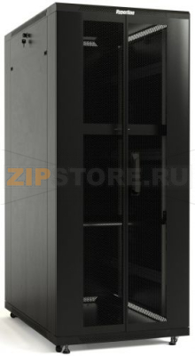 Hyperline TTB-3261-DD-RAL9004 Шкаф напольный 19-дюймовый, 32U, 1610x600х1000 мм (ВхШхГ), передняя и задняя распашные перфорированные двери (75%), ручка с замком, крыша нового типа, цвет черный (RAL 9004) (разобранный) 